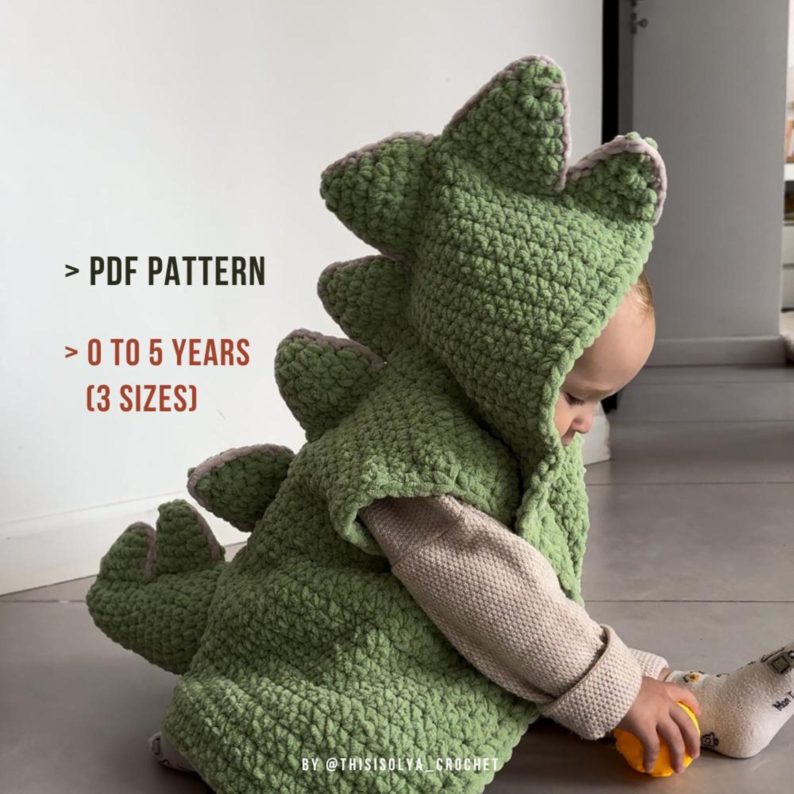 Crochet Pattern Dinosaur Vest